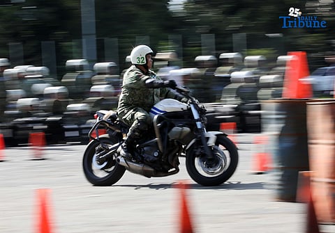 SKILLS ON WHEELS Police personnel undergo intensive motorcycle riding training at Camp Karingal in Quezon City on Tuesday, November 11, 2025, as part of a 45-day course designed to enhance their riding proficiency and operational readiness.
