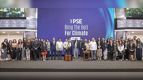 PSE employees joined SEC Chairman Atty. Francis Ed. Lim, PSE President and CEO Ramon S. Monzon, and PSE Management Oficers in the Ring the Bell for Climate program