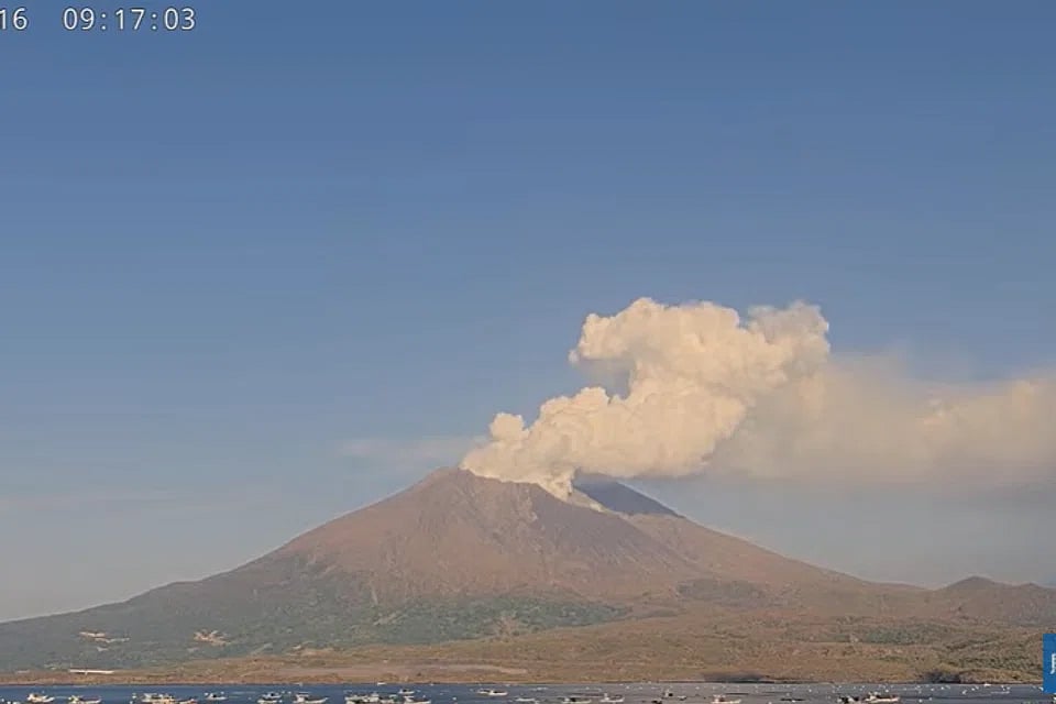Ashfall warning in Japan as volcano erupts