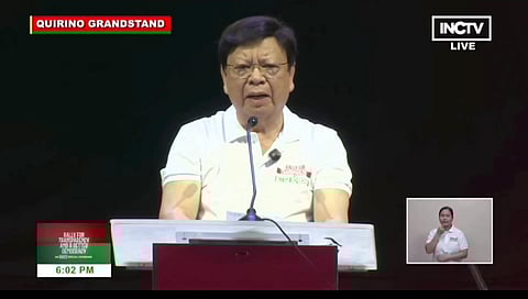Senator Rodante Marcoleta while delivering his speech at the INC Rally in Quirino Grandstand on Sunday 