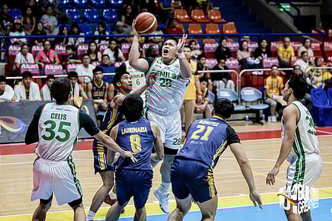Shawn Umali posts a career-high 28 points to lead Saint Benilde to a 76-66 win over JRU on Tuesday in the NCAA Season 101 basketball tournament.