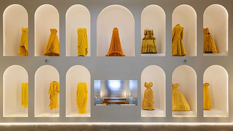 A gallery gowns and finery at the Costume Institute at the Metropolitan Museum in New York