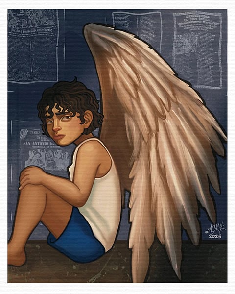 "Where the Burden Falls," 2025 digital painting by Amelia Clarissa de Luna Monasterial.