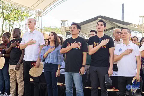 The Benitez brothers—Rep. Alfredo Abelardo Benitez (left) and TESDA Secretary Jose Francisco Benitez—together with Negros Occidental Rep. Javier Miguel Benitez (center), attend the opening of the maiden Terra Madre Asia and Pacific in Bacolod City on Wednesday (Nov. 19, 2025).