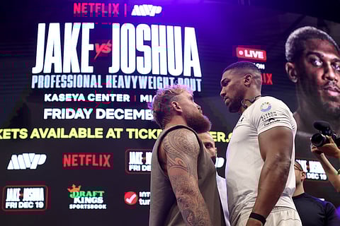 
JAKE Paul (left) is convinced that he can pull off a stunning upset of former world heavyweight champion Anthony Joshua in an eight-round boxing match on 19 December in Florida.