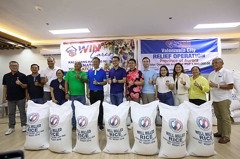 Senator Sherwin Gatchalian turned over P1.9-million cash assistance and P2.193-million worth of rice to the victims of Typhoon Uwan in Aurora Province at the Capitol Building Function Hall, Baler, on November 22, 2025.