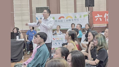 TAIPEI Economic and Cultural Office Culture Center director Eric Chuang presents an
overview of the OCAC 3+4 Vocational Education Program and Four-Year OYVTP Bachelor’s
Degree at the 2026 Overseas Community Affairs Council Taiwan Education Expo held in
Manila.