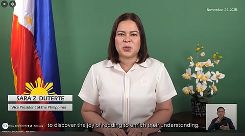 Vice President Sara Duterte delivered a speech on National Book Week.
