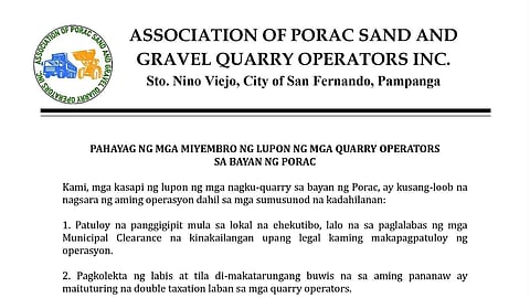 Porac quarry halt may cause P128-million losses