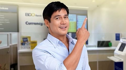 BDO ambassador Piolo Pascual trumpets the points-earning benefit launched by BDO and SMAC for BDO Remittance claimants at SM.