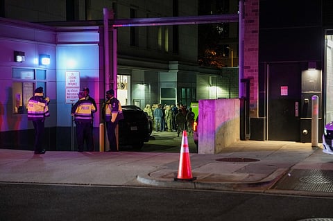 WASHINGTON, DC - NOVEMBER 27: National Guard soldiers gather outside the Office of the Chief Medical Examiner on November 27, 2025 in Washington, DC. The body of West Virginia National Guard soldier Sarah Beckstrom was transported to the facility after she succumbed to injuries from a shooting on November 26, blocks from the White House in what authorities are calling a targeted shooting.