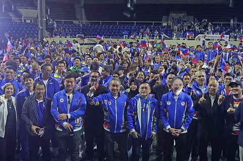 Members of the 1,600-plus Philippine delegation to the 33rd SEA Games in Bangkok attend the sendoff Friday alongside sports leaders from the POC, PSC and Senator Christopher ‘Bong’ Go at the Rizal Memorial Coliseum.