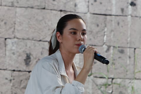 MISS Universe 2018 Catriona Gray speaking at the Trillion-Peso March.