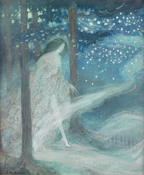 "Moth Time Watercolor," painting by Sidney Herbert Sime.