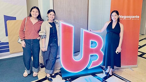 (From left) Marg Bellosillo Fideles (MSME marketing manager, UnionBank) Rosanna Aranaz (founder and managing director, Soiree) and Claudine Paulino (founder and managing director, Soiree).