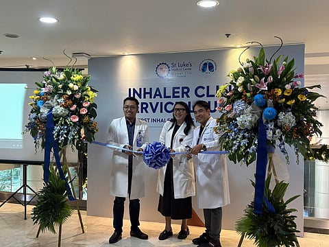 INHALE AND EXHALE. 

FROM left to right: Dr. Jay Andrew Ilagan, Pulmonologist, Dr. Gwen Agra-Dy, Head of the Institute of Pulmonary Medicine and Dr. Anthony Perez, Senior Vice President and Medical Director for the opening of the first-ever Inhaler Clinic Service in the Philippines, which aims to help people with respiratory problems use their inhalers at its full ability. 