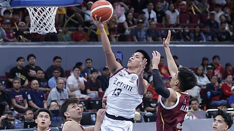 Jonathan Manalili comes up with a double-double of 16 points and 14 assists Friday to help Letran College defeat Perpetual Help, 74-70, for a seat in the finals of Season 101 NCAA basketball tournament.