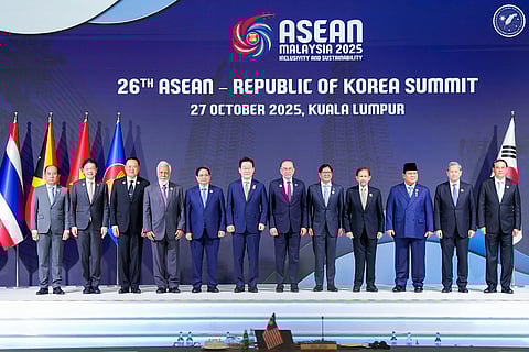PHILIPPINE President Ferdinand R. Marcos, Jr. (eighth from left) poses for a photo with South Korea’s President Lee Jae Myung (sixth from left) and other leaders from the Association of Southeast Asian Nations (ASEAN) during the 26th ASEAN-Korea Summit in Kuala Lumpur, Malaysia, Oct. 27.