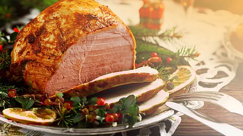 CHRISTMAS ham charcuterie platter.