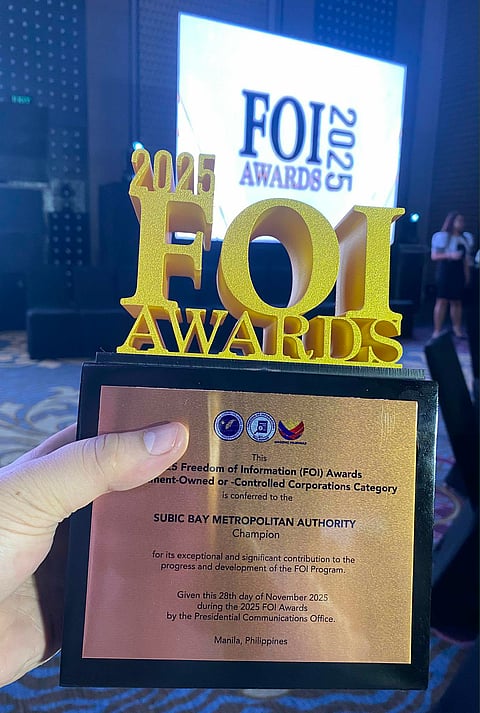 SBMA named top GOCC at 2025 FOI Awards