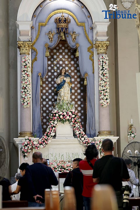 Devotees attended the Mass of the Blessed Virgin Mary for the Feast of the Immaculate Conception and lit candles at the Immaculate Conception Cathedral of Cubao in Quezon City on Monday, 8 December 2025.