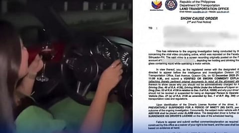 LTO suspends license of ‘drinking’ female driver