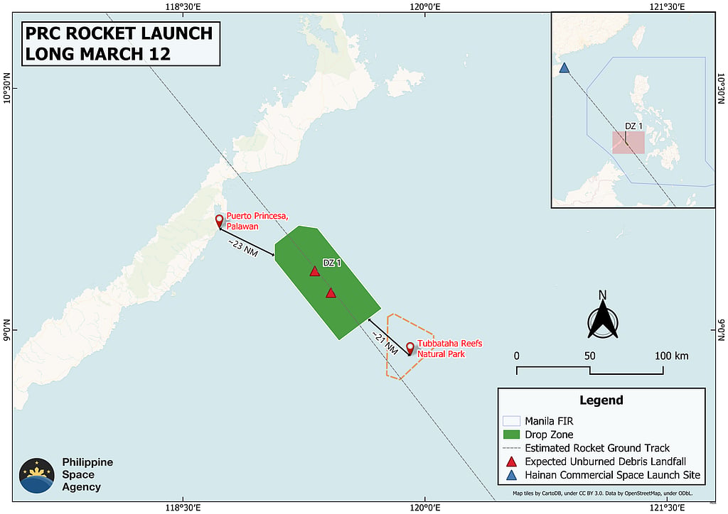 PhilSA: Chinese rocket debris possibly fell near Palawan, Tubbataha Reefs