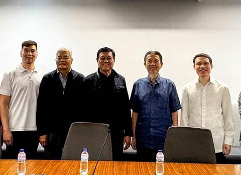 PRIMEWATER now under Lucio Co control. From left to right: Vincent Co, Leonardo Dayao, Manuel B. Villar, Jr., Lucio Co, and Manuel Paolo A. Villar.