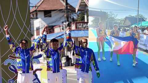 Men’s triathlon team of Aki Lorbes, Matthew Hermosa and Fer Casares and Filipina triathletes Kira Ellis, Kim Mangrobang and Raven Alcoseba sweep medals in the triathlon event of Southeast Asian Games in Thailand . 