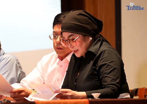 Atty. Raymund Palad, the legal counsel of Ramil Madriaga, and Pyra Lucas from the United Filipino Against Crime and Corruption showed the video to the media regarding the alleged large-scale land grabbing in Bataan linked to former Presidential Spokesperson Harry Roque during a briefing in Quezon City on Thursday, 18 December 2025. 