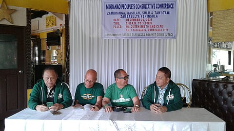 FROM left to right: Lawyer Nazir Ynawat | Cesar Cuntapay | Benito Ranque, Retired PNP Brig. Gen. | Shepard Reyes, Masada provincial chairman of Tawi-Tawi. The panelists during People’s Consultative Assembly at 3McQueens Cafe Ristorante, Pasonanca Road, Zamboanga City