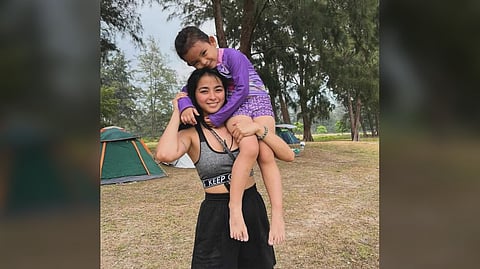 AJ Raval with her daughter.