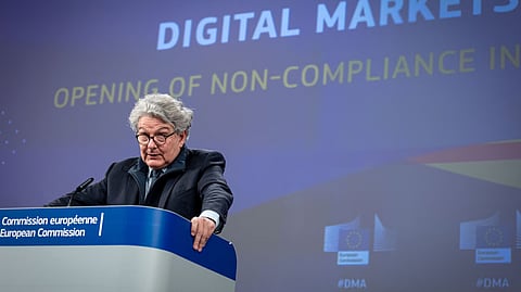 EUROPEAN Commissioner Thierry Breton speaks about the EU's Digital Markets Act in Brussels in 2024. 