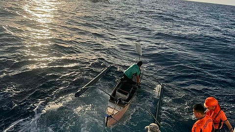 MEMBERS of the Philippine Coast Guard rescue the missing crew member of FBCA Gavin in the vicinity waters off Silanguin Island, Zambales. Reports said that the man — identified as Larry Tumalis — boarded his small boat and departed from the mother boat to conduct fishing operations in the vicinity waters off Silanguin Island last 24 December 2025.
