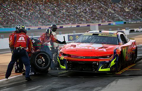 WILLIAM Byron, driver of the #24 Axalta Chevrolet, pits during the NASCAR Cup Series Championship at Phoenix Raceway.