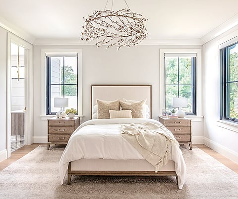 Calm and inviting — neutral tones, natural accents and open space help energy circulate freely, making this living area a serene retreat.sculptural palm with pebbles creates a tranquil nook, encouraging positive Chi flow where you need it most.