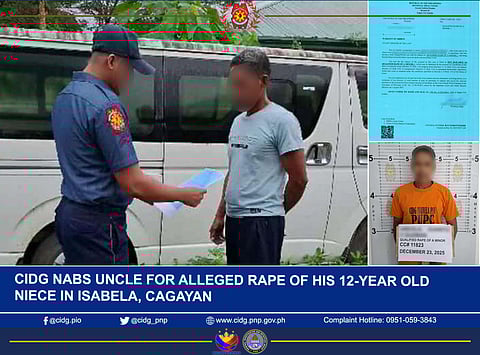ISANG tiyuhin na may warrant of arrest para sa qualified rape ng menor de edad ay nahuli sa Purok 2, Barangay Dalig, Burgos, Isabela nitong 23 December 2025.