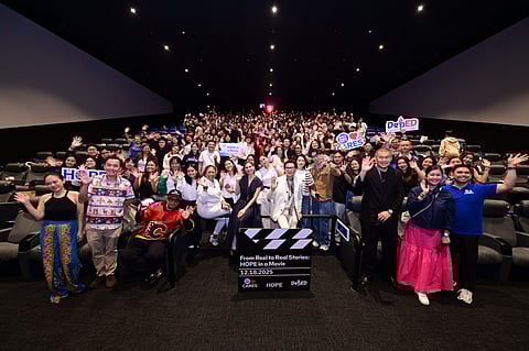 Advocates and partners proudly come together after the “HOPE in a Movie” launch, united in their commitment to building classrooms and creating better learning opportunities for the younger generation.