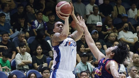 CHRIS Newsome steadies Meralco in a crucial win over Rain or Shine, 96-79, to stay alive in the hunt for a semifinal seat in the PBA Season 50 Philippine Cup.