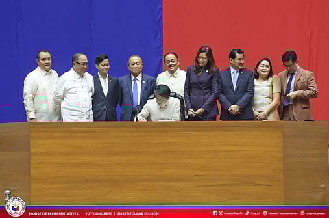 HOUSE Speaker Faustino Bojie Dy III on Monday signed the enrolled version of the General Appropriations Bill for F.Y 2026. The signing was witnessed by Majority Leader Ferdinand Alexander Marcos and Committee Chairperson Mikaela Suansing together with other House Leaders and members.