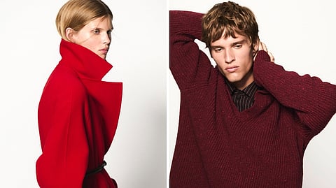 LEFT Photo: Coat in a sumptuous form.
RIGHT Photo: Knitwear in bold colors.