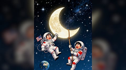 CHINA and the US are racing to land humans on the moon. 