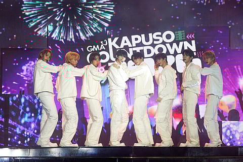 K-POP group AHOF leads the countdown to 2026 at SM Mall of Asia, delivering a high-energy performance for thousands of fans. 