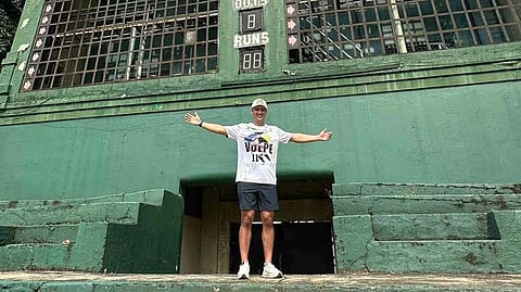 ANTHONY Volpe of the New York Yankees poses at the historic Rizal Memorial Baseball Stadium during his visit to Manila last Tuesday.