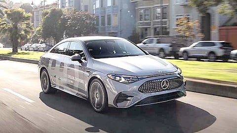 ARRIVING at CES 2026, the all-new electric Mercedes-Benz GLC is shown in a quiet residential setting that highlights its clean design and fully electric shift.