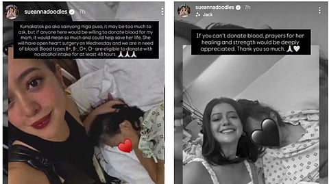 Actress Sue Ramirez asks for prayers and blood needed by her mom for heart surgery.