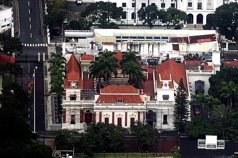 Aerial view of the Miraflores presidential palace in Caracas 05 January, 2008. On late 5 January 2025, shots were fired near Venezuela's presidential palace, witnesses said, with a source close to the government adding the situation was under control, after US forces ousted Nicolas Maduro in the 3 January raid.