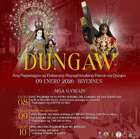 The Traditional 2026 Dungaw Schedule released by Quiapo Church