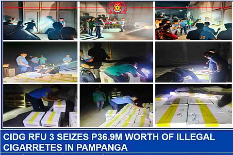 The authorities have seized P36,958,500-worth of illegal cigarettes from a warehouse in San Simon, Pampanga on January 7 to 8, 2026.