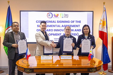 L-R: Jose Petronio Español, President / Chief Financial Officer of FIDI, Brian Gregory Liu, Chairman of Figaro Innovation and Development Inc., Tereso O. Panga, Director General of PEZA and Joy Anidelle Alguso, Deputy Director General of PEZA